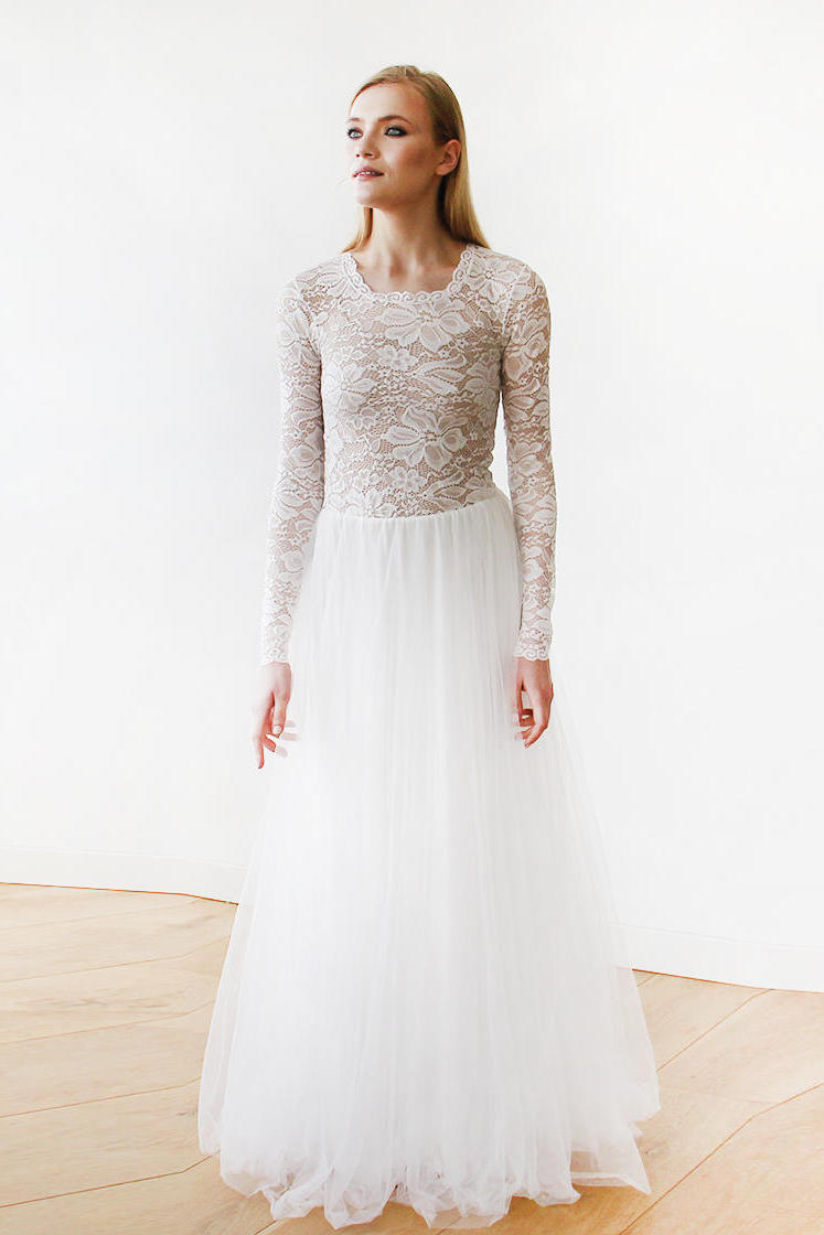 long sleeve wedding dresses under 500