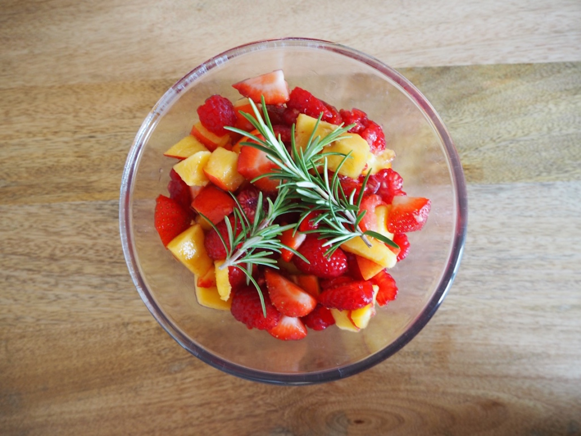 Peach, Red Berry and Rosemary Fruit Salad