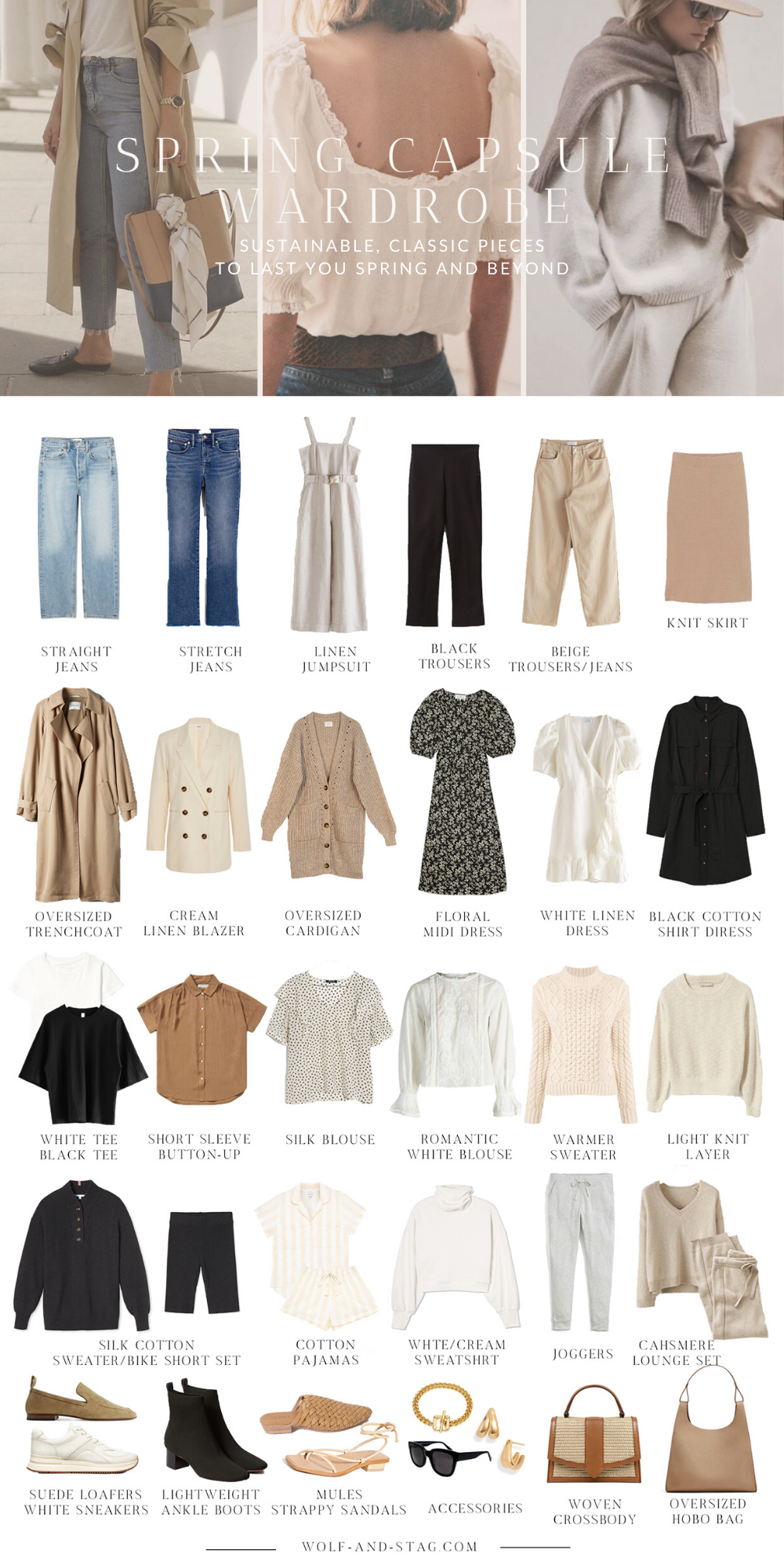The (Mostly) Spring Capsule Wardrobe: a collage of the best sustainable ...